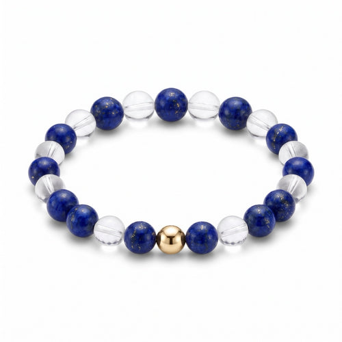 The Clear Sight — Focus Bracelet · Lapis Lazuli & Clear Quartz